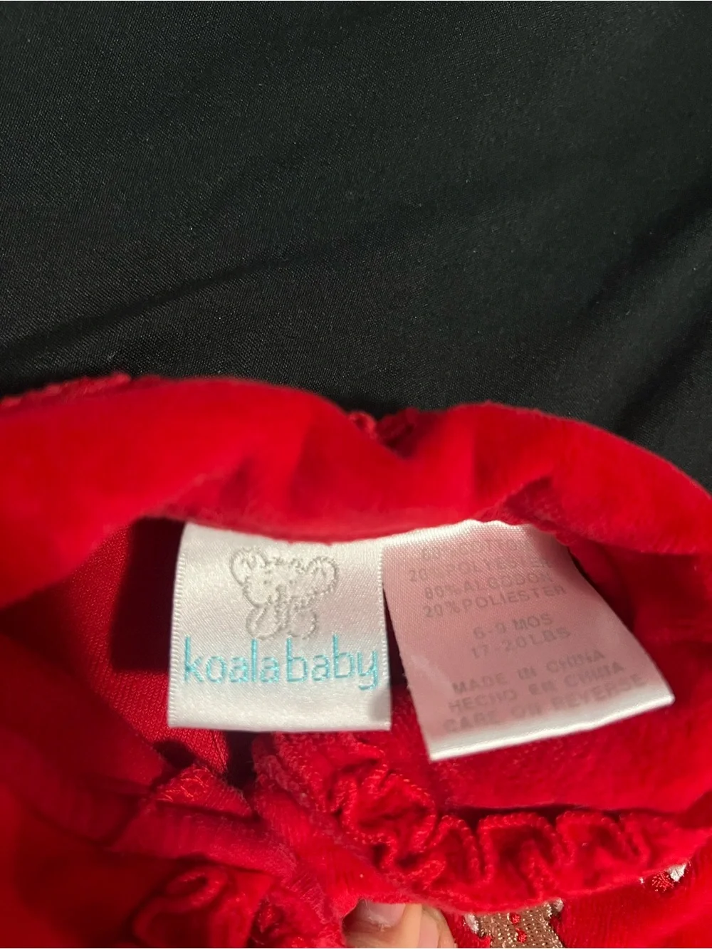 y2k 2003 Baby Red Christmas Bear Footed One-Piece